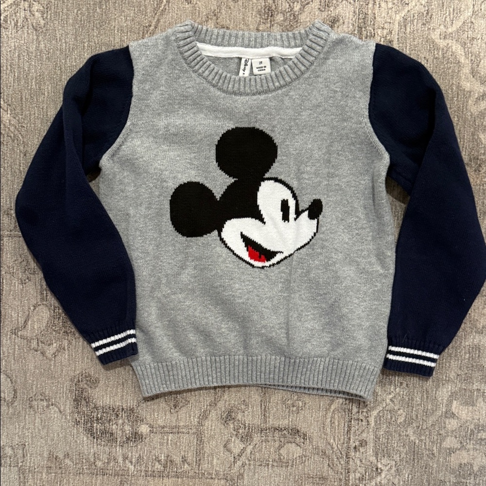 Janie and Jack Gray and Navy Mickey Mouse Sweater